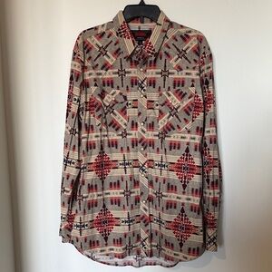 Men's Casual Button Down Shirt - Geometric Pattern